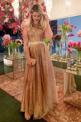 Gorgeous Mermaid Sequins Prom Gowns Shoulder Evening Dress With Slit cg6915