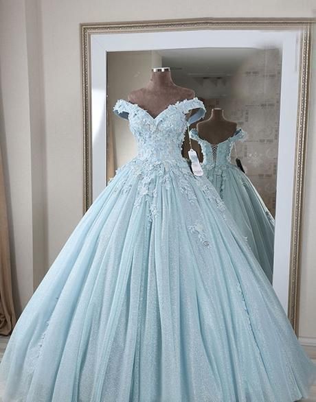 Stunning beautiful blue v neck lace long prom dress, off shoulder evening dress cg6943