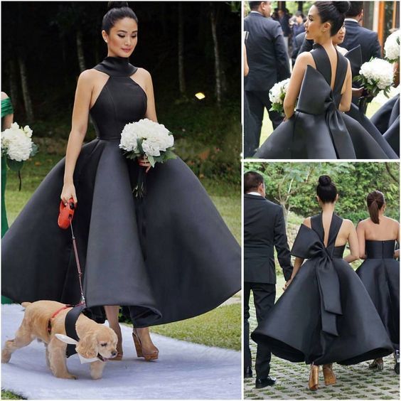 Unique New Arrival Black Ankle Length Party prom Dresses cg6953