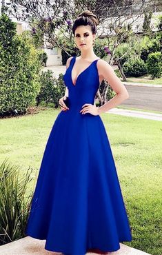 Royal blue satin prom dress cg6961