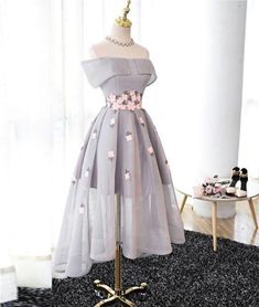 Stylish A line high low off shoulder short prom dress cg7105