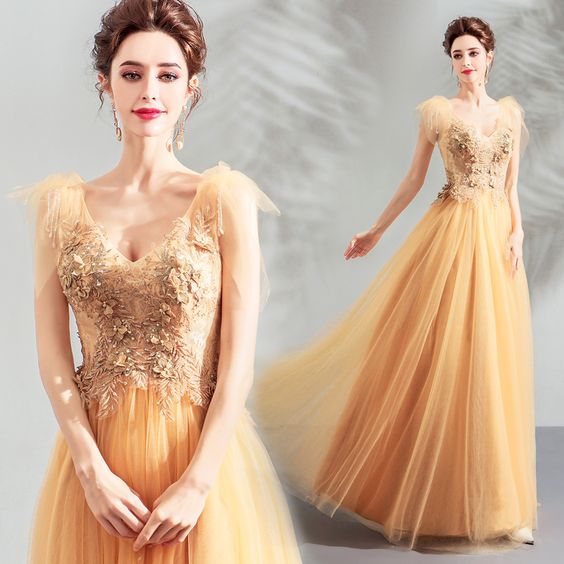 Stylish v neck tulle lace long prom dress, evening dress cg7202