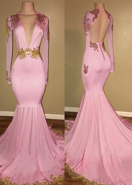 V-neck Mermaid Evening prom Dresses With Lace Appliques cg7217