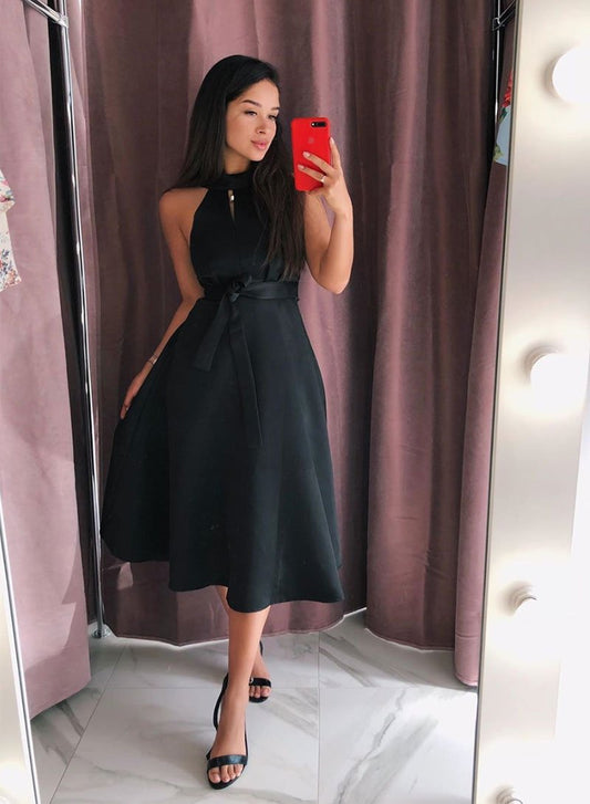 Süßes kurzes Satin-Heimkehrkleid mit Rundhalsausschnitt, Heimkehrkleid cg722