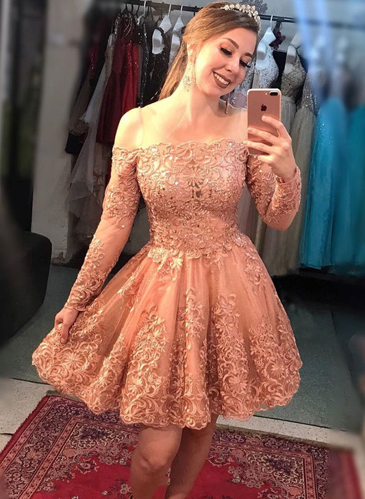 Kurzes Kleid aus rosa Spitzentüll, Homecoming-Kleid cg723