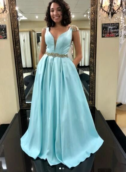 Princess Blue Long Prom Dress Party Dress cg7243