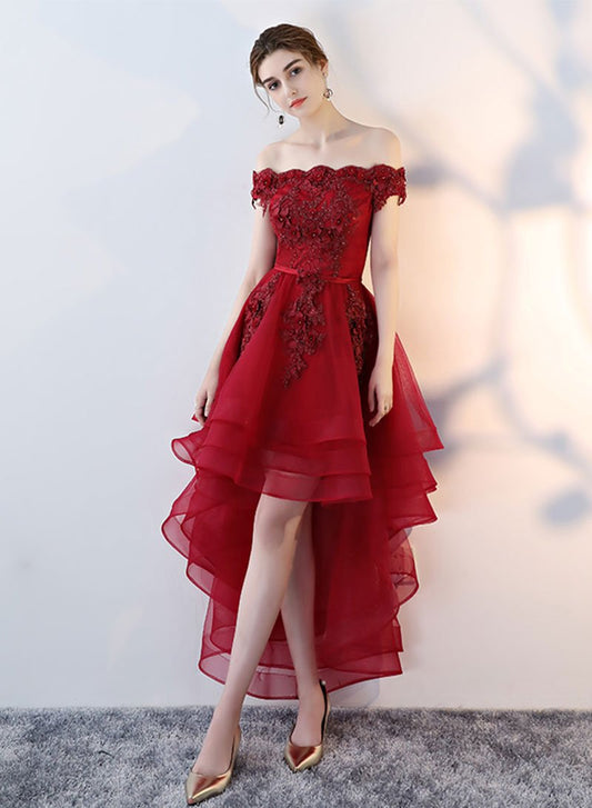 Süßes kurzes Homecoming-Kleid aus Spitzentüll, High Low Abendkleid cg727