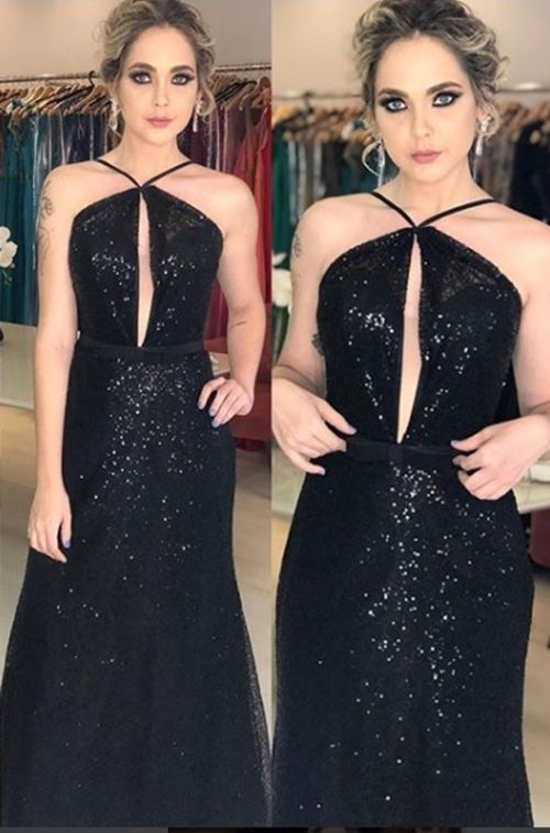 2020 langes Ballkleid schwarzes bezauberndes Kleid cg7283