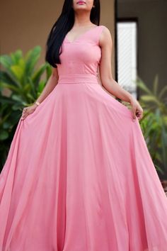 Pink Elegant Long Prom Dresses, Pink Formal Dresses, Open Back Prom Dress cg7298
