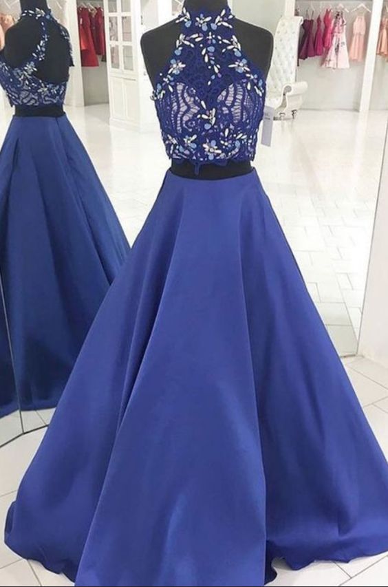 Charming Prom Dress, Elegant Two Piece Appliques Prom Dresses, Long Evening Party Dress cg7377