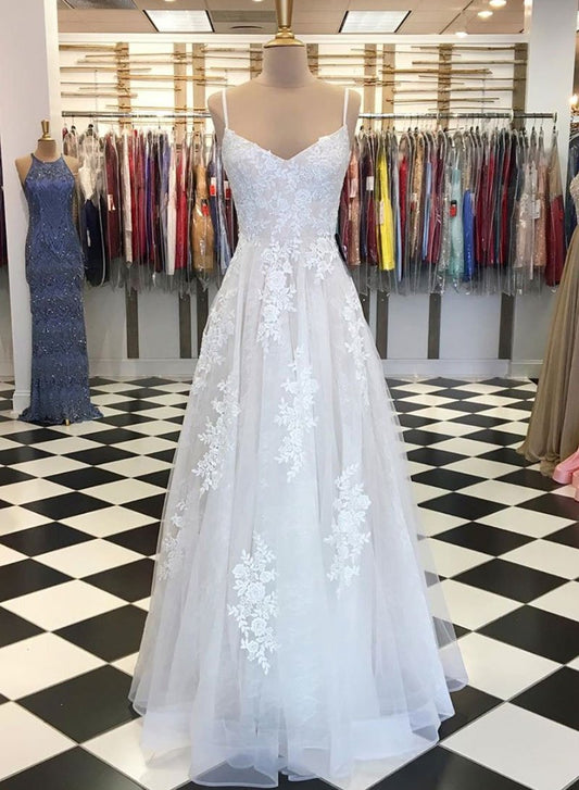 Langes Ballkleid aus weißem Tüll, weißes Abendkleid cg741