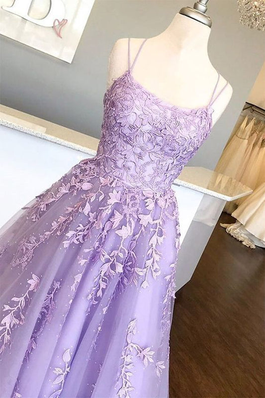 Lila Ballkleider mit Applikationen, Langes Prinzessinnen-Ballkleid, Balltanzkleid, Formales Ballkleid cg7413