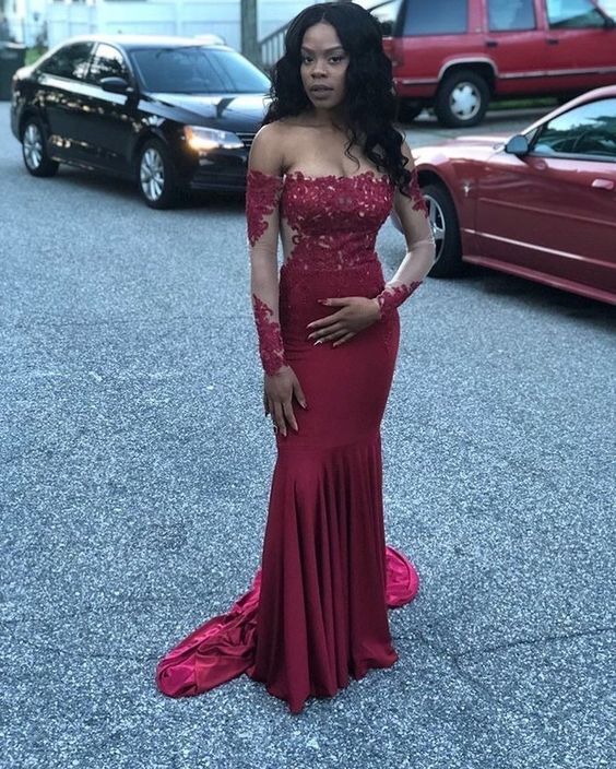 Red Prom Dress,Satin Prom Gown,Mermaid Evening Dress,Off the Shoulder cg7418