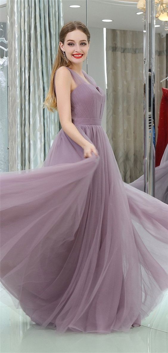 A-line Floor-length Elegant Simple Cheap Long Tulle Prom Dresses cg7420