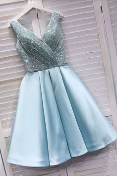 Cute Sequins Light Blue Short homecoming Dress,, Short Party Dress 2020 cg7421