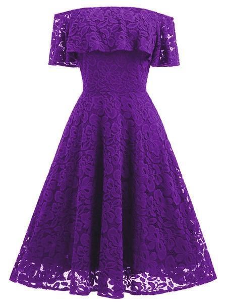 Spitze Damen Off-The-Shoulder Ärmelloses Spitze Homecoming Kleid cg7439