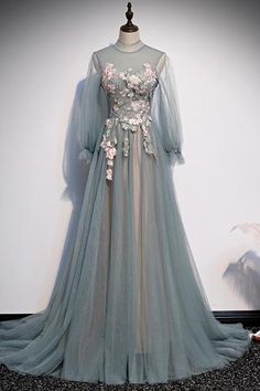 long evening dress, long lace appliqués senior prom dress cg7459