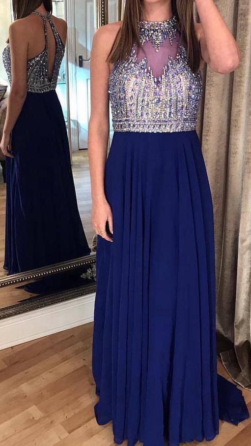 Open Back Prom Dress With Beading Long 8th Graduation Dress Custom-made School Dance Dress cg7526