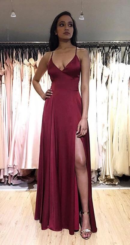 Sexy A line Long Prom Dress with Slit,Fashion School Dance Dress,Winte classygown Sexy A line Long Prom Dress with Slit,Fashion School Dance Dress,Winte classygown
