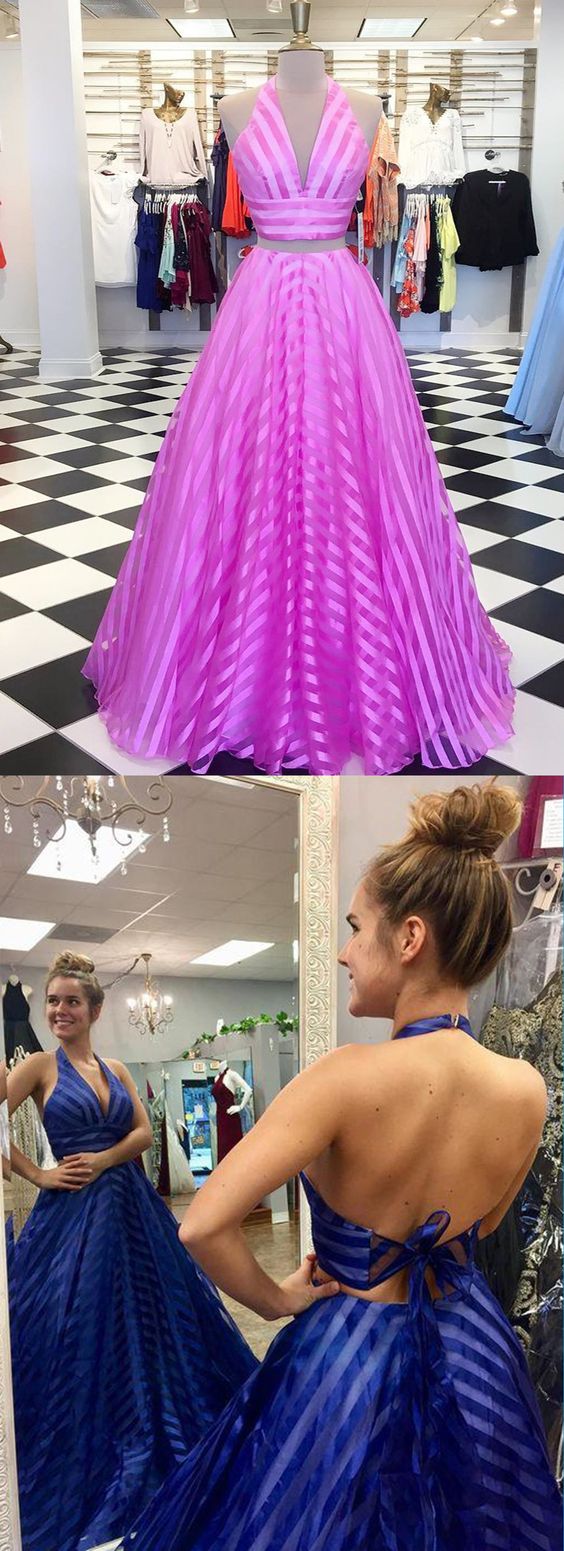 New brand hot pink two piece long tulle V neck evening dress, prom dress cg7577