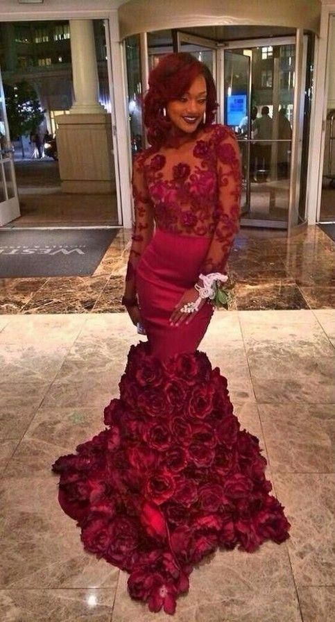 Sexy Unikat Abendkleid, Burgunder Meerjungfrau Kleid, Handgemachte Blumen Mieder Kleid, Offenes Rücken Kleid cg7589