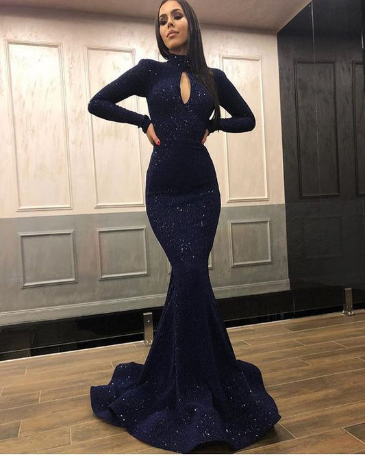 Langes Meerjungfrau-Ballkleid mit Pailletten cg7592