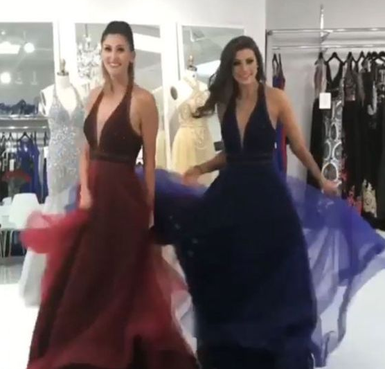 Halter Burgundy Royal Blue Prom Dresses cg7595