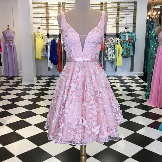 Wunderschöne rosa Spitze für Teenager ärmellose Freshman Homecoming Kleider cg764