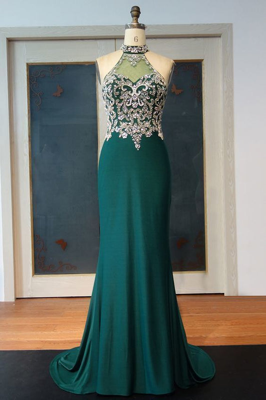 Charmantes Ballkleid, Dunkelgrünes Meerjungfrau-Ballkleid cg7643
