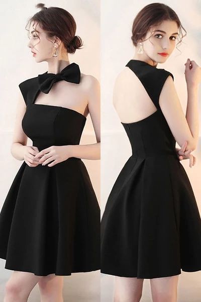Little Black ,Homecoming Dress with Cute Bow Open Back ,party dresses classygown Little Black ,Homecoming Dress with Cute Bow Open Back ,party dresses classygown