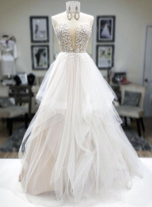 A-Linien-Ballkleid, Abendkleid aus Spitze, formelles Kleid cg7781