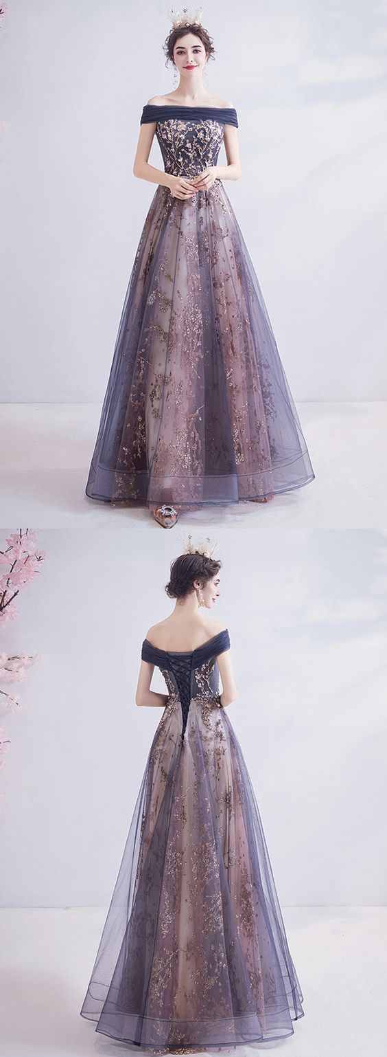Stylish tulle sequins long prom dress party dress cg7784