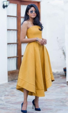 A-Linie Trägerloses Asymmetrisches Gelbes Homecoming-Kleid cg779