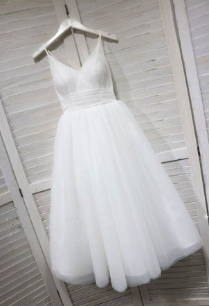 A-Linie Spaghettiträger Weißes Homecoming-Kleid cg780