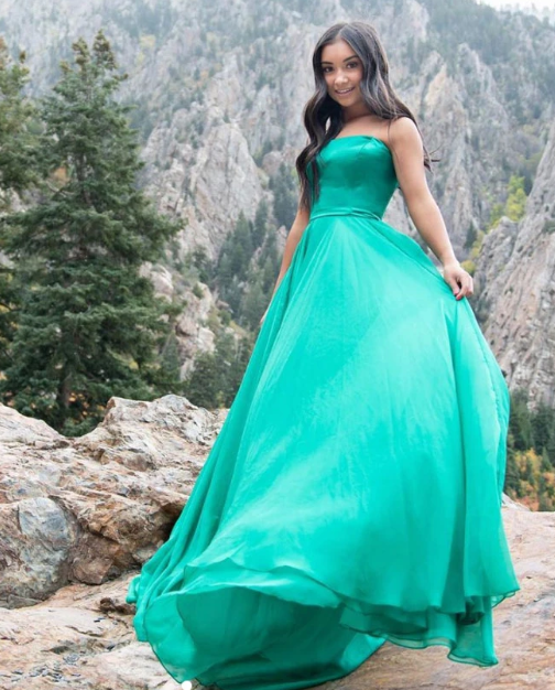 Simple green chiffon long prom dress green formal dress cg7812