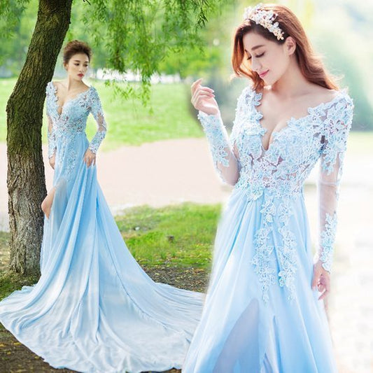 Meerjungfrau-Ballkleid, Chiffon-Spitze, sexy Ballkleid, cg7844
