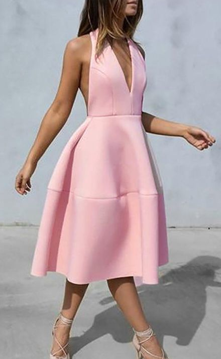 Offener Rücken Rosa Homecoming Kleider Einfache Mode Kurzes Homecoming Kleid Partykleid cg786