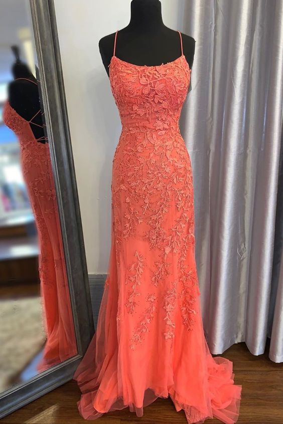 Orangefarbenes Meerjungfrau-Ballkleid cg8129