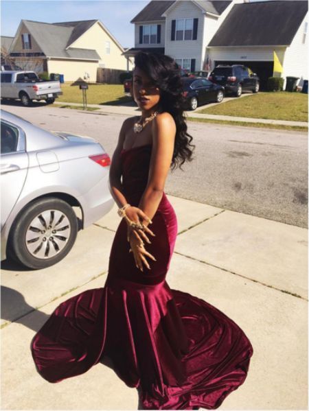 Burgundy Mermaid Velvet Prom Dresses cg8137