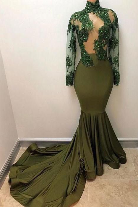 Green lace mermaid long prom dress, green evening dress cg8181 classygown Green lace mermaid long prom dress, green evening dress cg8181 classygown