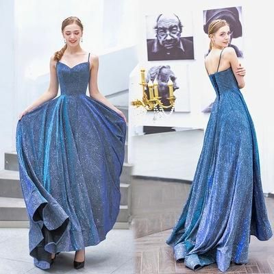 Sparkly Spagehtti Straps Long Prom Dresses cg8313
