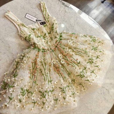 Elegante Blumen Träger Kurze Homecoming Kleider cg8338
