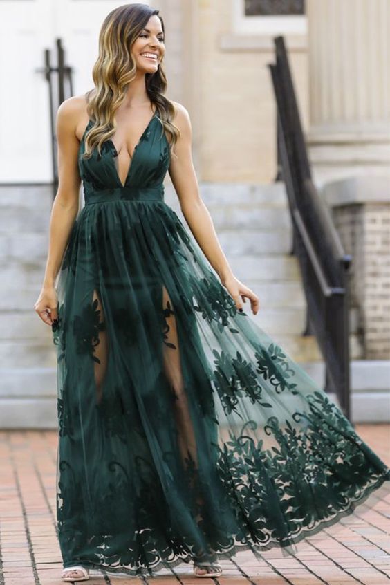 Dark Green Prom Dress, Long Formal Dresses cg8379