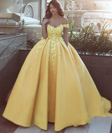 Elegante schöne weg von der schulter blume Ballkleid Abendkleid Appliques Spitze Satin Abendkleider cg843
