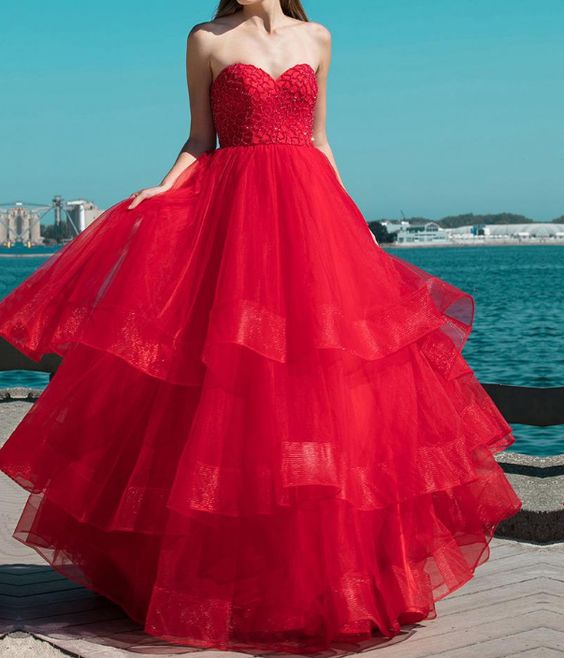 sweetheart,strapless,applique,ruffles,beading,tulle,long evening prom dresses cg8507