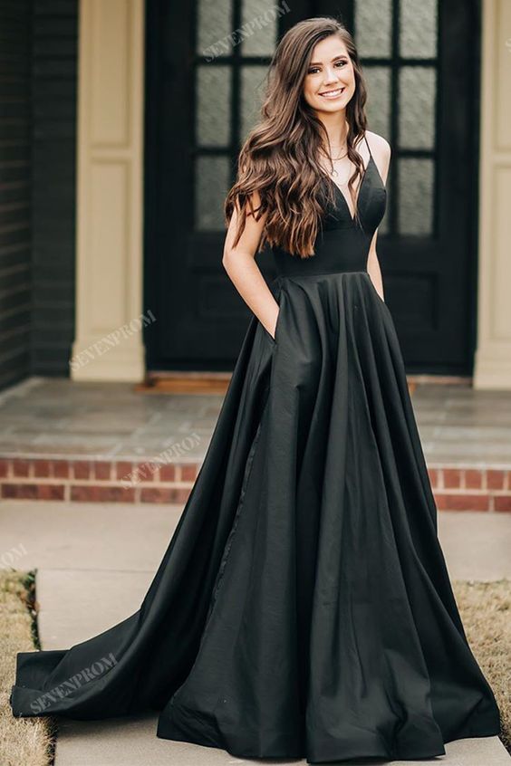 Black Prom Dresses, Simple Long Formal Dress cg8565