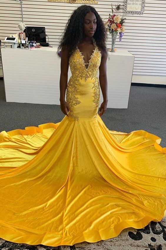 mermaid yellow formal dress with open back prom dress for black girls cg8573 mermaid yellow formal dress with open back prom dress for black girls cg8573