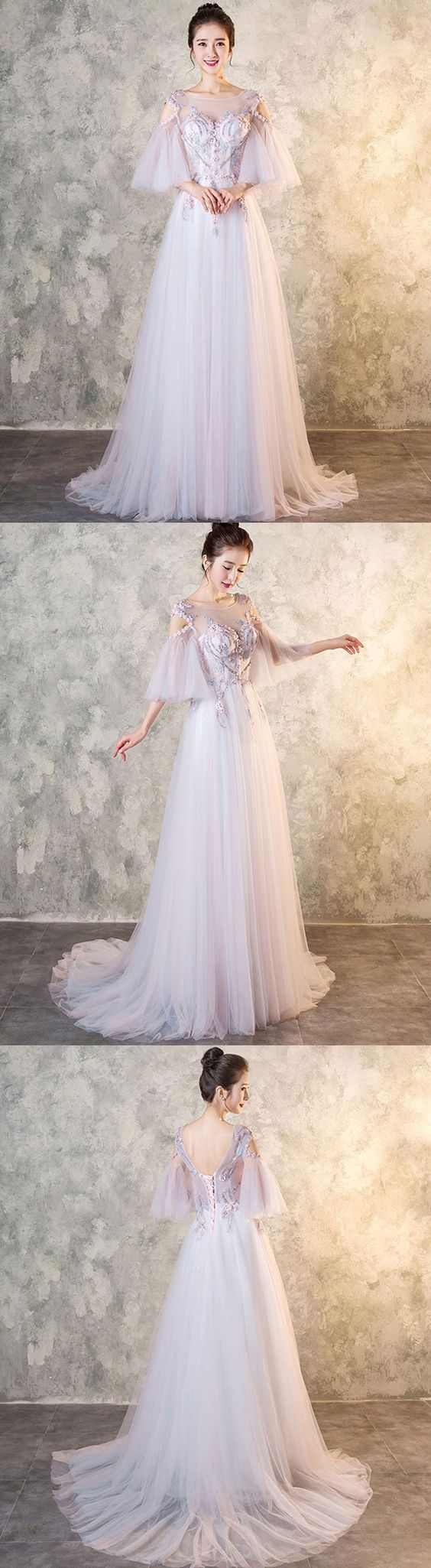 Cute tulle lace long prom dress, evening dress cg8647