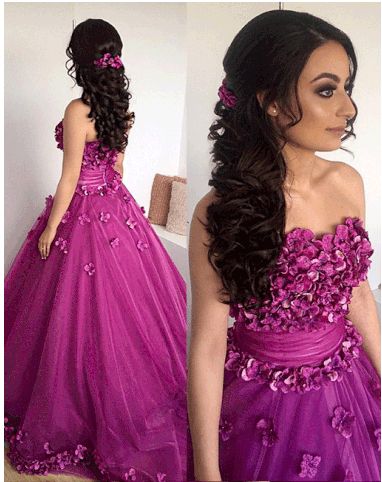 Unique tulle 3D flowers long prom dress, formal dress cg8654
