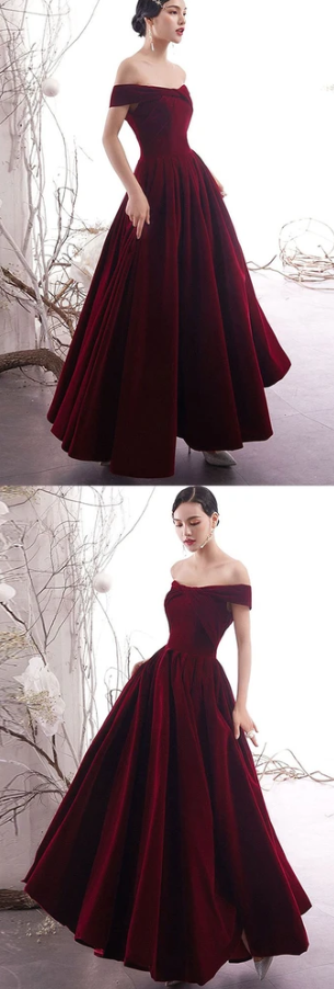 SIMPLE BURGUNDY LONG PROM DRESS BURGUNDY FORMAL DRESS cg8771